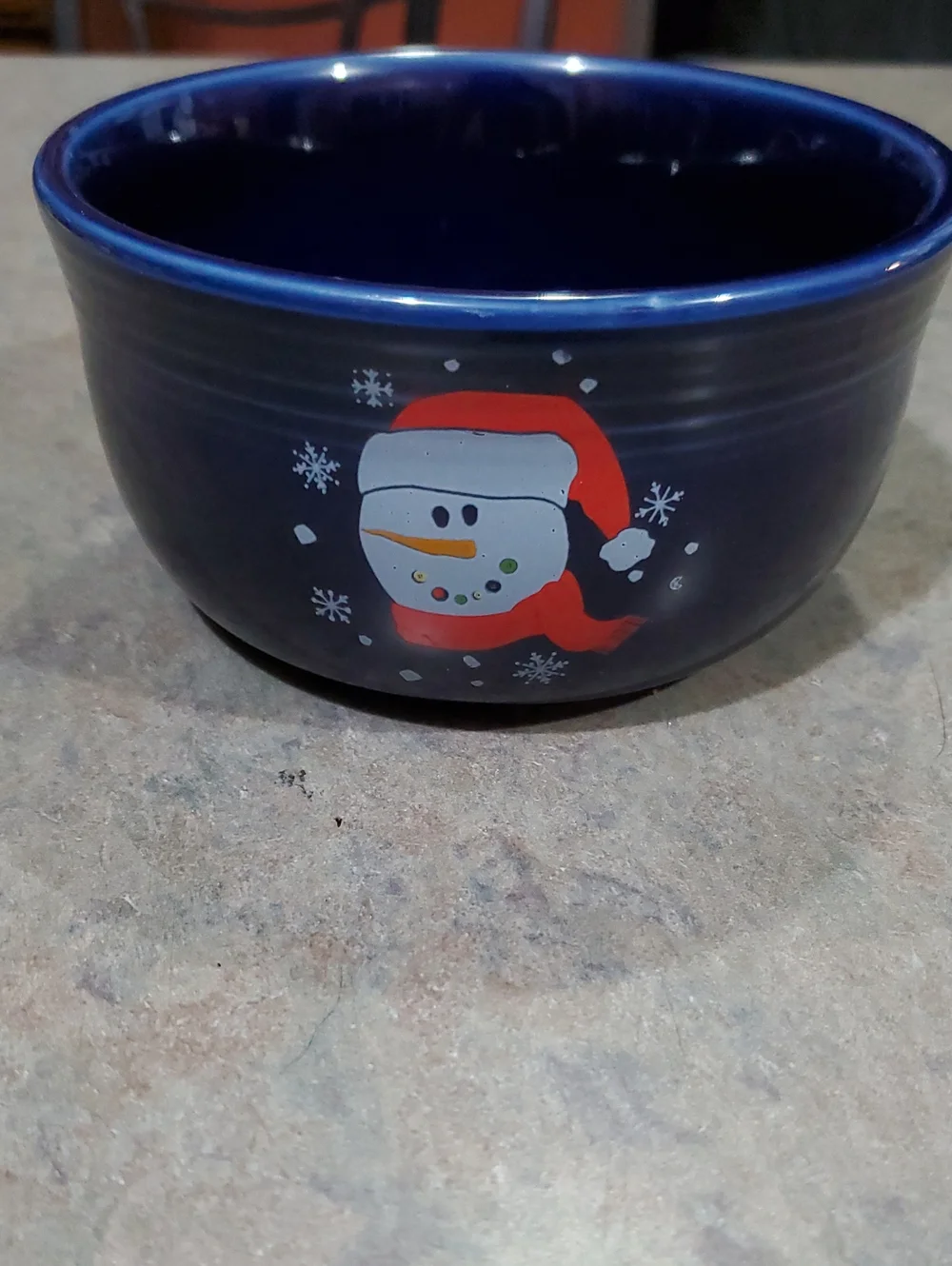 Fiesta Holiday Button Snowman Ceramic Bowl - Blue